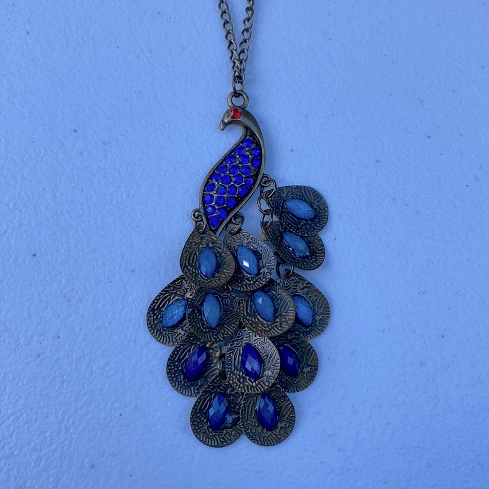 Peacock necklace and earrings set